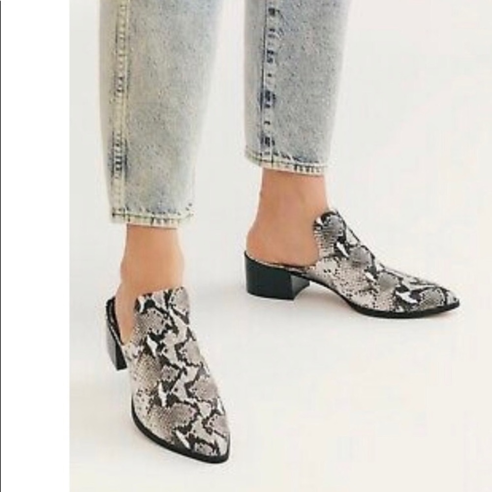 Free People Snake Embossed Western Mules